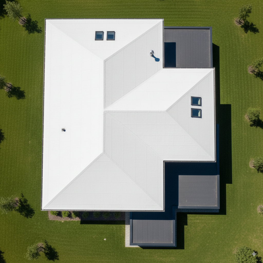 White roof overhead view