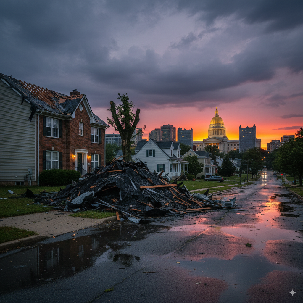 Roof with storm damage